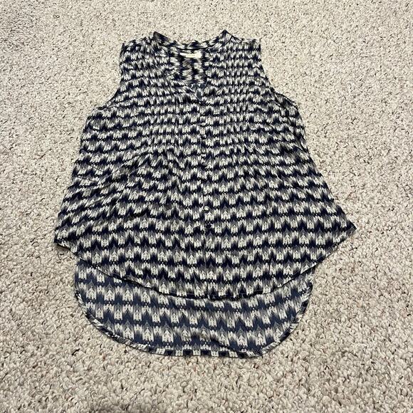 Maeve Anthropologie Sleeveless Button Front Blouse Sz S Abstract Artsy Career - Picture 1 of 6